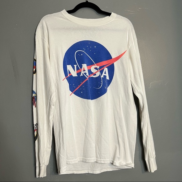 Chemistry Other - NASA Unisex Long Sleeve Graphic T-Shirt - White & Blue - Adult Small